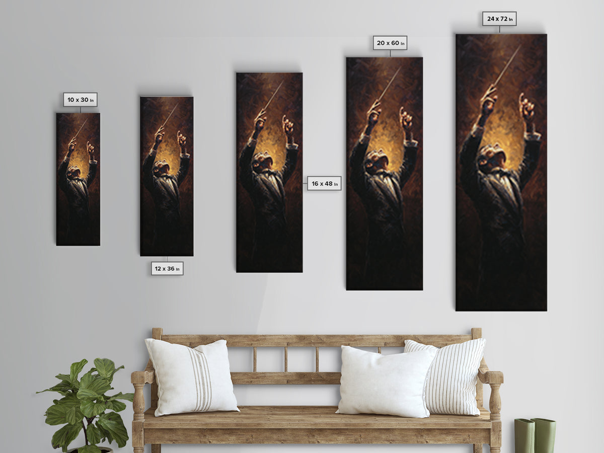 Orchestra Conductor Hands Framed Canvas Print, Music Studio Art, Music Wall Art, Studio Decor, Rhythm, Teen Room Decor, MSA-1x3-80
