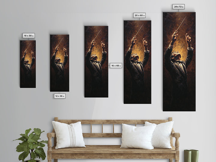Orchestra Conductor Hands Framed Canvas Print, Music Studio Art, Music Wall Art, Studio Decor, Rhythm, Teen Room Decor, MSA-1x3-80