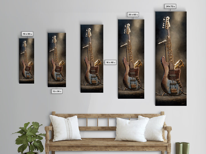 Bass Guitar Closeup Canvas Print, Music Studio Art, Music Lover Gift, Studio Decor, Oil Painting, Rhythm, Textured Painting, MSA-1x3-97