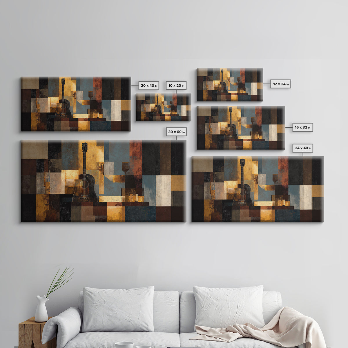 Album Cover Abstract Grid Framed Canvas Print, Music Studio Art, Fine Art Print, Studio Decor, Abstract Art, Rhythm, Wall Decor, MSA-2x1-14