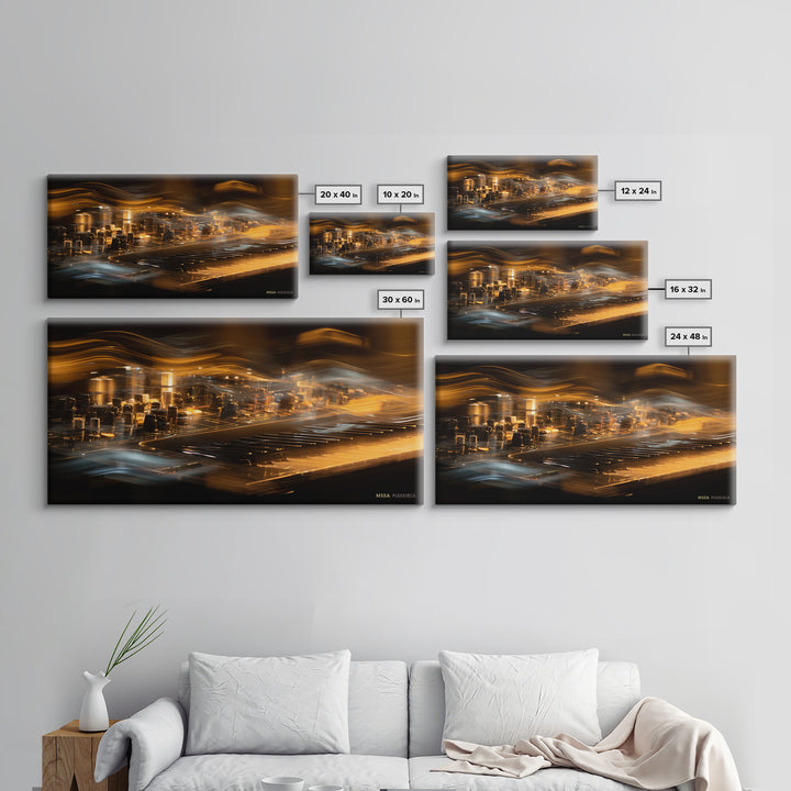Synthesizer Knobs and Neon Reflections Framed Canvas Print, Music Studio Art, Luxury Decor, Studio Decor, Fine Art, Rhythm, MSA-2x1-30