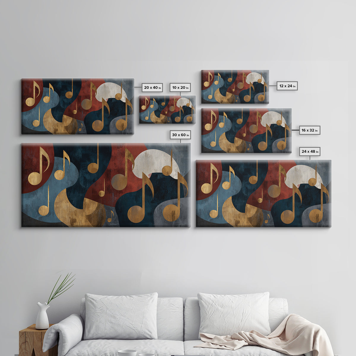 Musical Notes as Abstract Floating Shapes Without Canvas Print, Music Studio Art, Studio Decor, Abstract Art, Rhythm, MSA-2x1-32