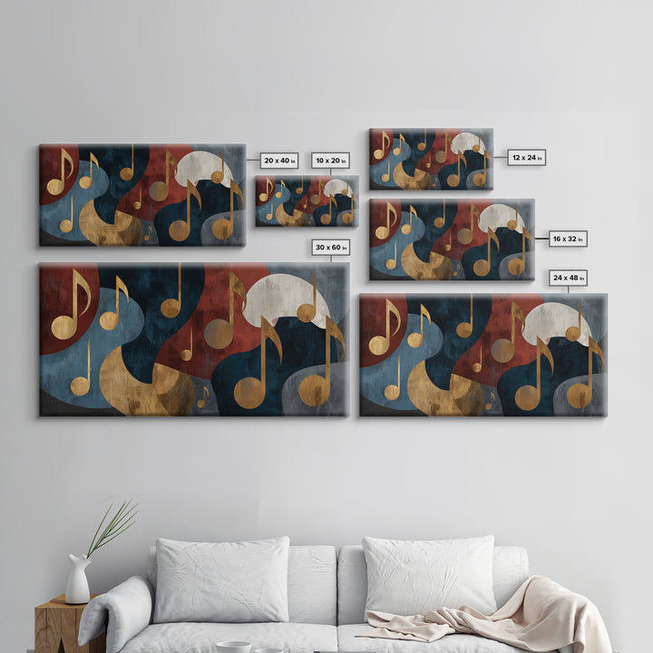 Musical Notes as Abstract Floating Shapes Without Canvas Print, Music Studio Art, Studio Decor, Abstract Art, Rhythm, MSA-2x1-32