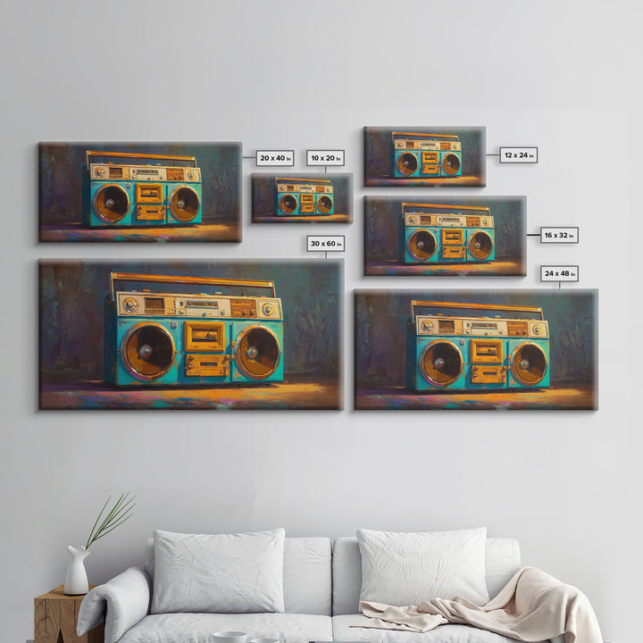 Hip Hop Boombox Framed Canvas Print, Music Studio Art, Minimalist Decor, Studio Decor, Fine Art, Rhythm, Scripture Wall Art, MSA-2x1-37