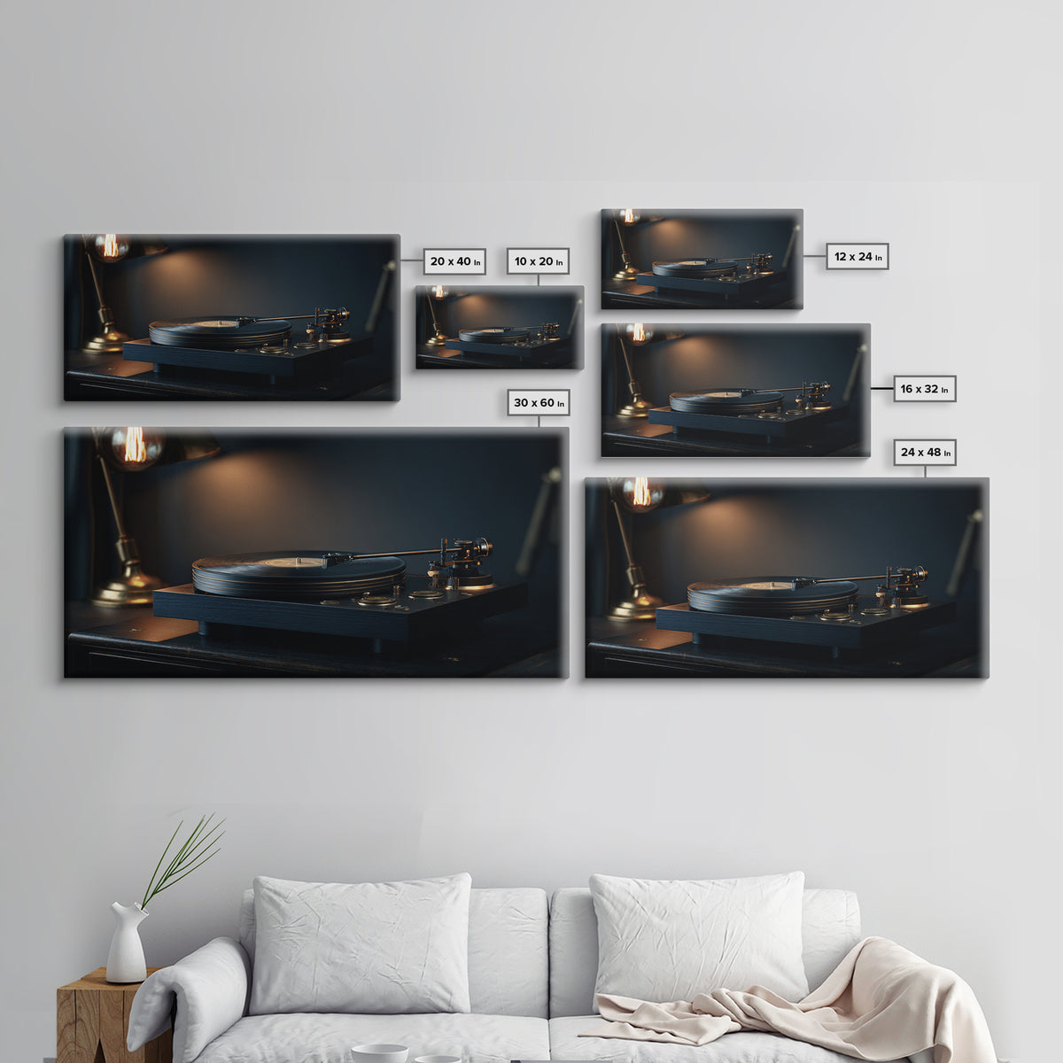 Vinyl Record and Turntable Still Life Canvas Print, Music Studio Art, Music Poster, Studio Decor, Oil Painting, Rhythm, MSA-2x1-47