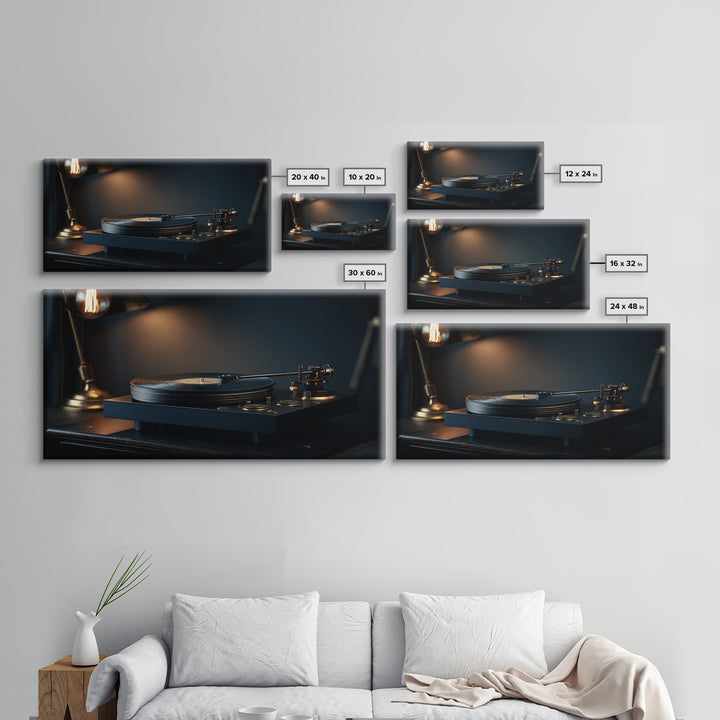 Vinyl Record and Turntable Still Life Canvas Print, Music Studio Art, Music Poster, Studio Decor, Oil Painting, Rhythm, MSA-2x1-47