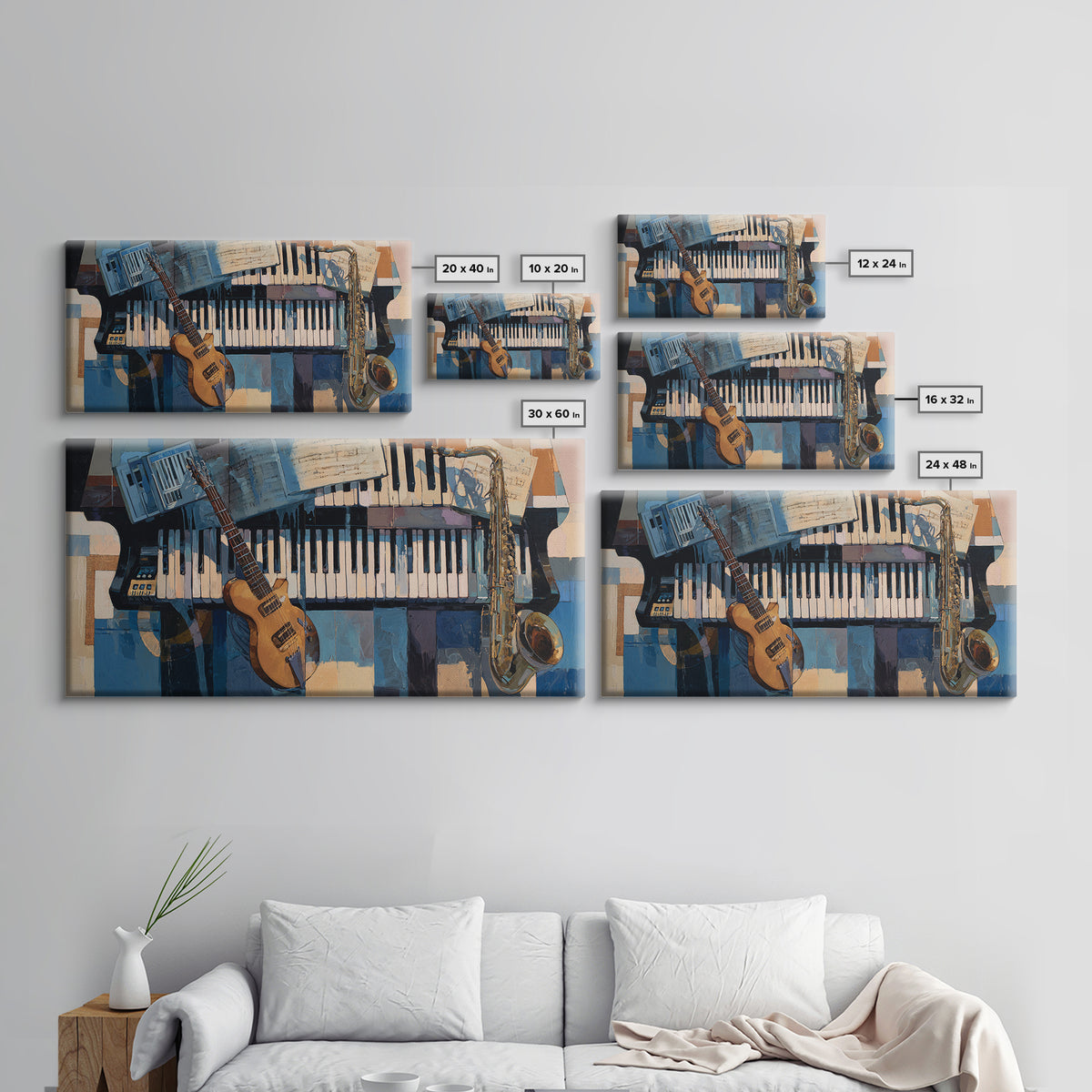 Piano Keys with Hands in Cinematic Shadow Canvas Print, Music Studio Art, Digital Wall Art, Studio Decor, Fine Art, Rhythm, MSA-2x1-49