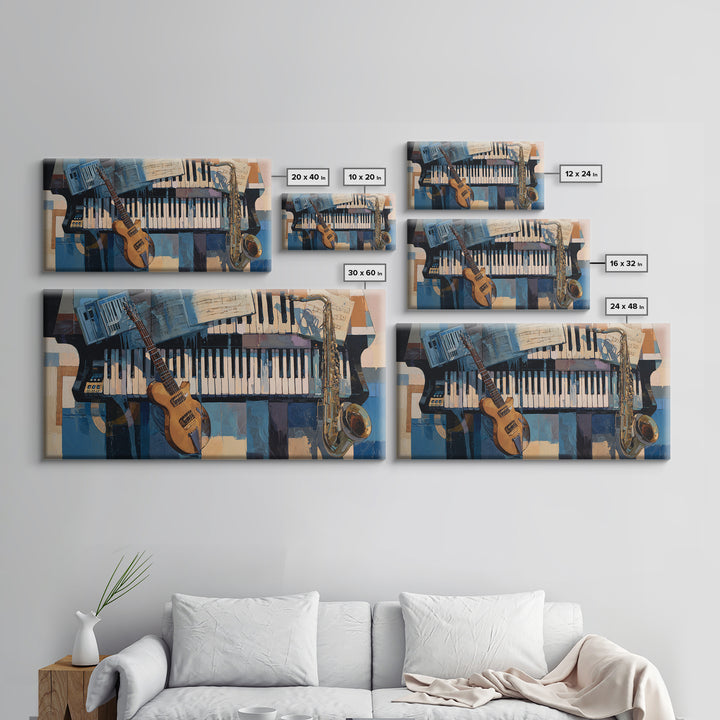 Piano Keys with Hands in Cinematic Shadow Canvas Print, Music Studio Art, Digital Wall Art, Studio Decor, Fine Art, Rhythm, MSA-2x1-49