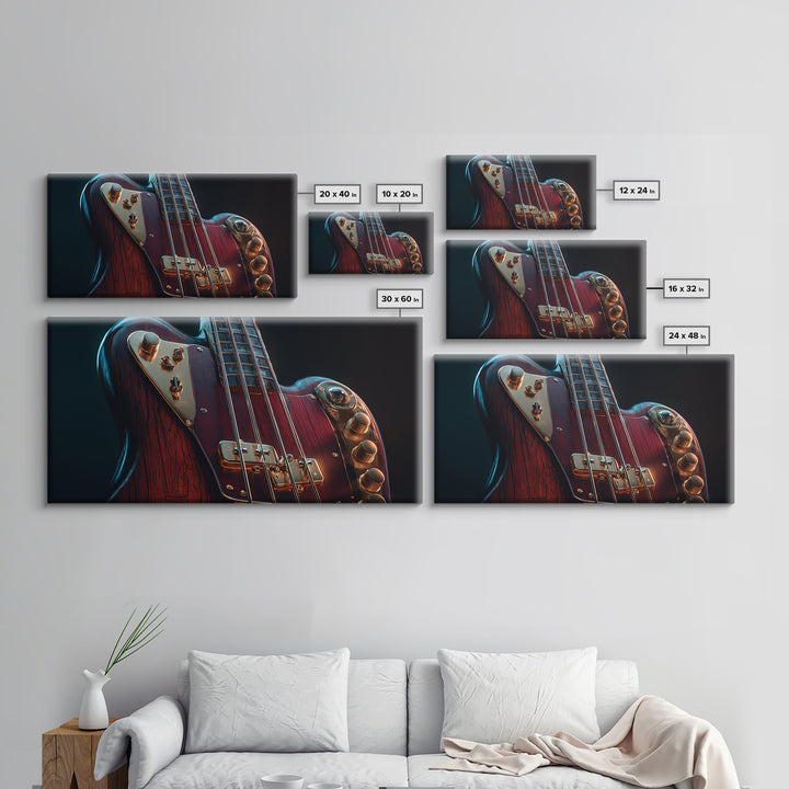 Bass Guitar Closeup Canvas Print, Music Studio Art, Music, Studio Decor, Rhythm, Digital Download Art, Painting from Photo, MSA-2x1-57
