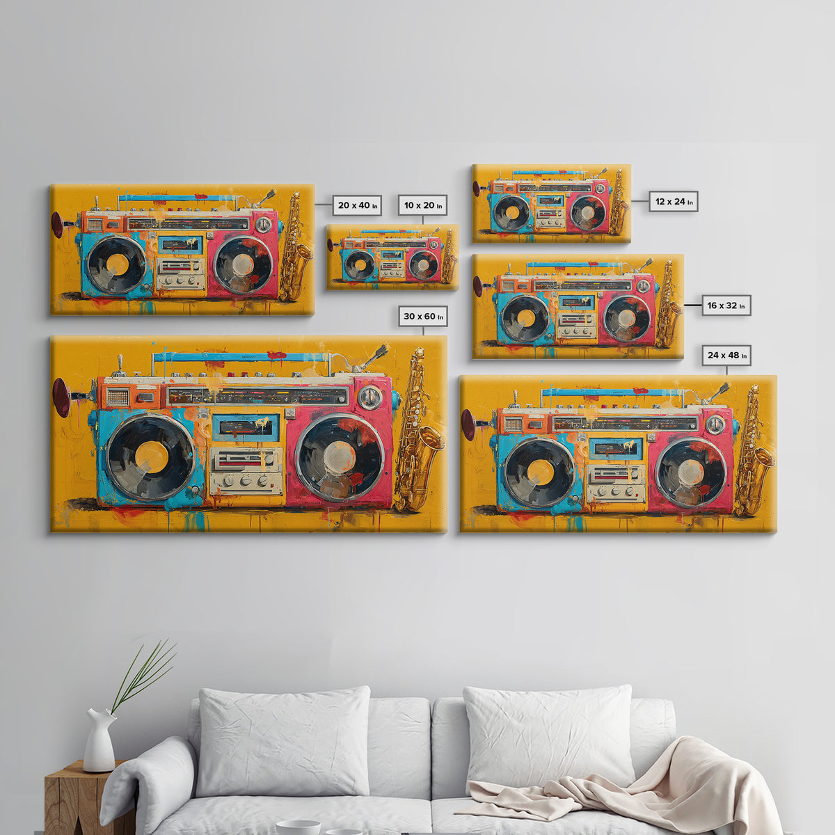 Hip Hop Boombox Canvas Print, Music Studio Art, Printable Wall Art, Studio Decor, Fine Art, Rhythm, Painting from Photo, MSA-2x1-61
