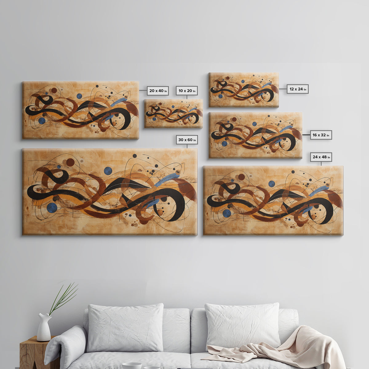 Abstract Rhythm Lines Like Painted Music Framed Canvas Print, Music Studio Art, Music Lover Gift, Studio Decor, Rhythm, MSA-2x1-67