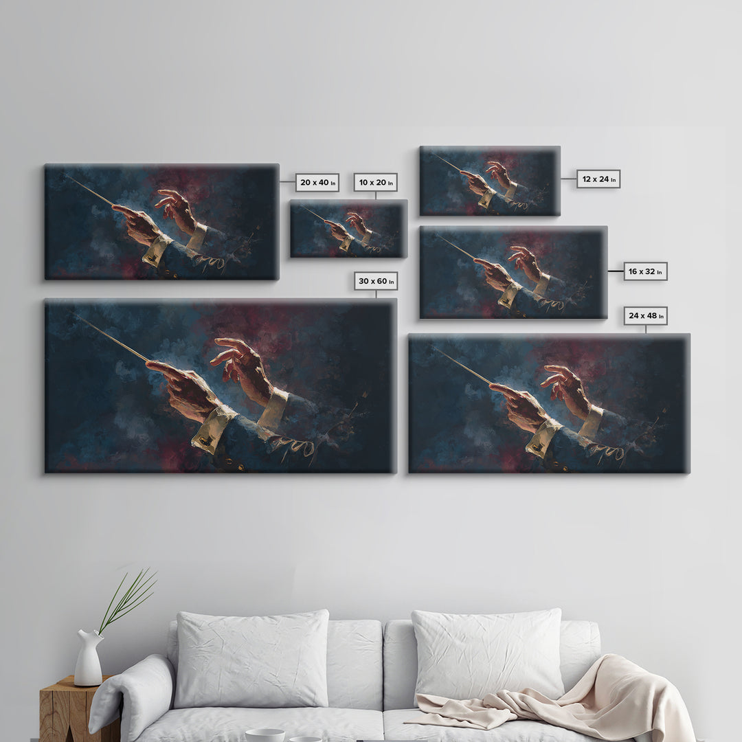 Orchestra Conductor Hands Framed Canvas Print, Music Studio Art, Trendy Wall Art, Studio Decor, Rhythm, Paul Mccartney, MSA-2x1-88