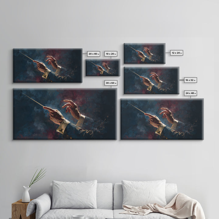 Orchestra Conductor Hands Framed Canvas Print, Music Studio Art, Trendy Wall Art, Studio Decor, Rhythm, Paul Mccartney, MSA-2x1-88