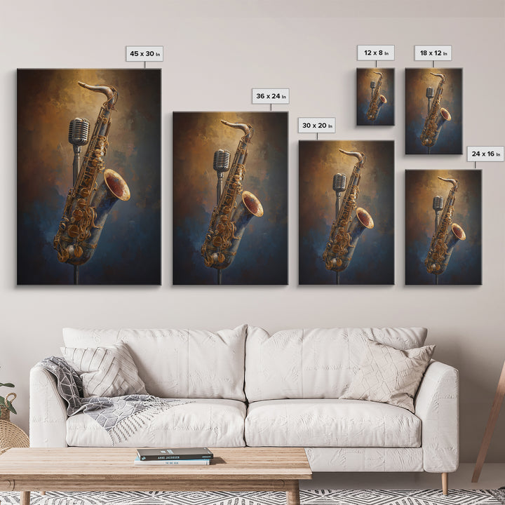 Microphone Portrait with Golden Spotlight Canvas Print, Music Studio Art, Gallery Decor, Studio Decor, Fine Art, Rhythm, MSA-2x3-15