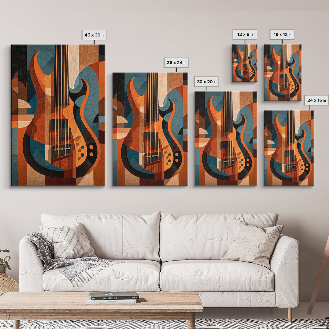 Bass Guitar Closeup Framed Canvas Print, Music Studio Art, Contemporary Art, Studio Decor, Oil Painting, Rhythm, Music Poster, MSA-2x3-21