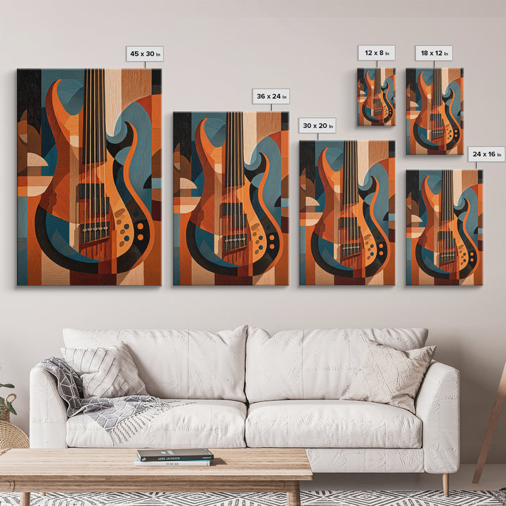 Bass Guitar Closeup Framed Canvas Print, Music Studio Art, Contemporary Art, Studio Decor, Oil Painting, Rhythm, Music Poster, MSA-2x3-21