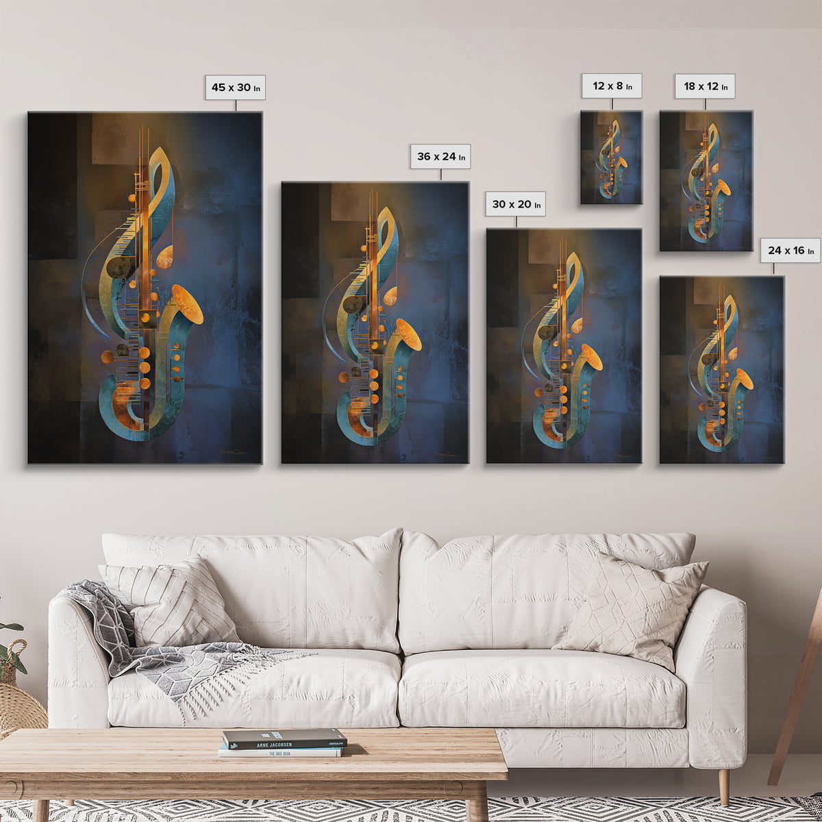 Musical Notes as Abstract Floating Shapes Without Canvas Print, Music Studio Art, Gifts for Musicians, Studio Decor, Rhythm, MSA-2x3-44