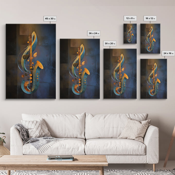 Musical Notes as Abstract Floating Shapes Without Canvas Print, Music Studio Art, Gifts for Musicians, Studio Decor, Rhythm, MSA-2x3-44