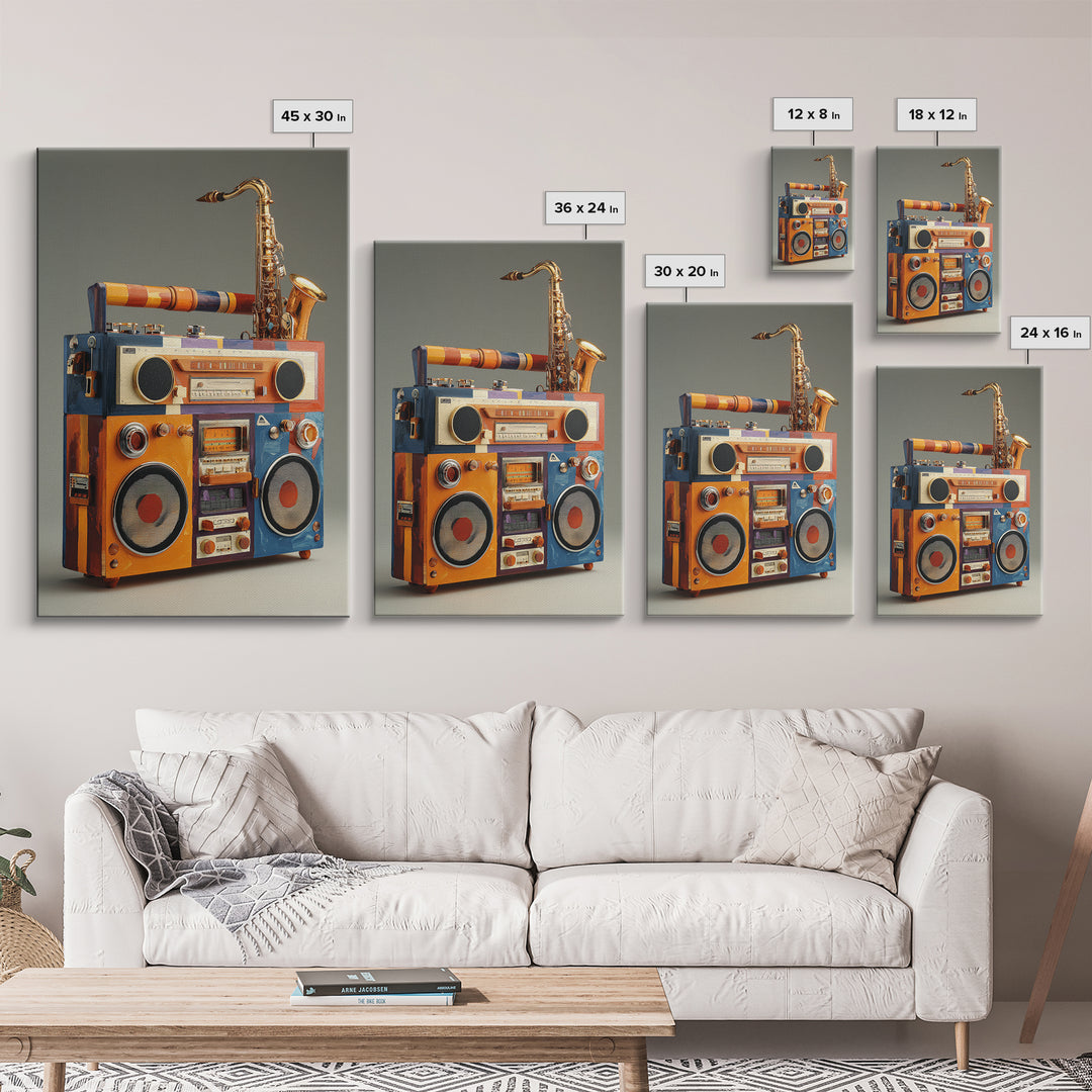 Hip Hop Boombox Canvas Print, Music Studio Art, Art Commission, Studio Decor, Rhythm, Watercolor Print, Commission Painting, MSA-2x3-49