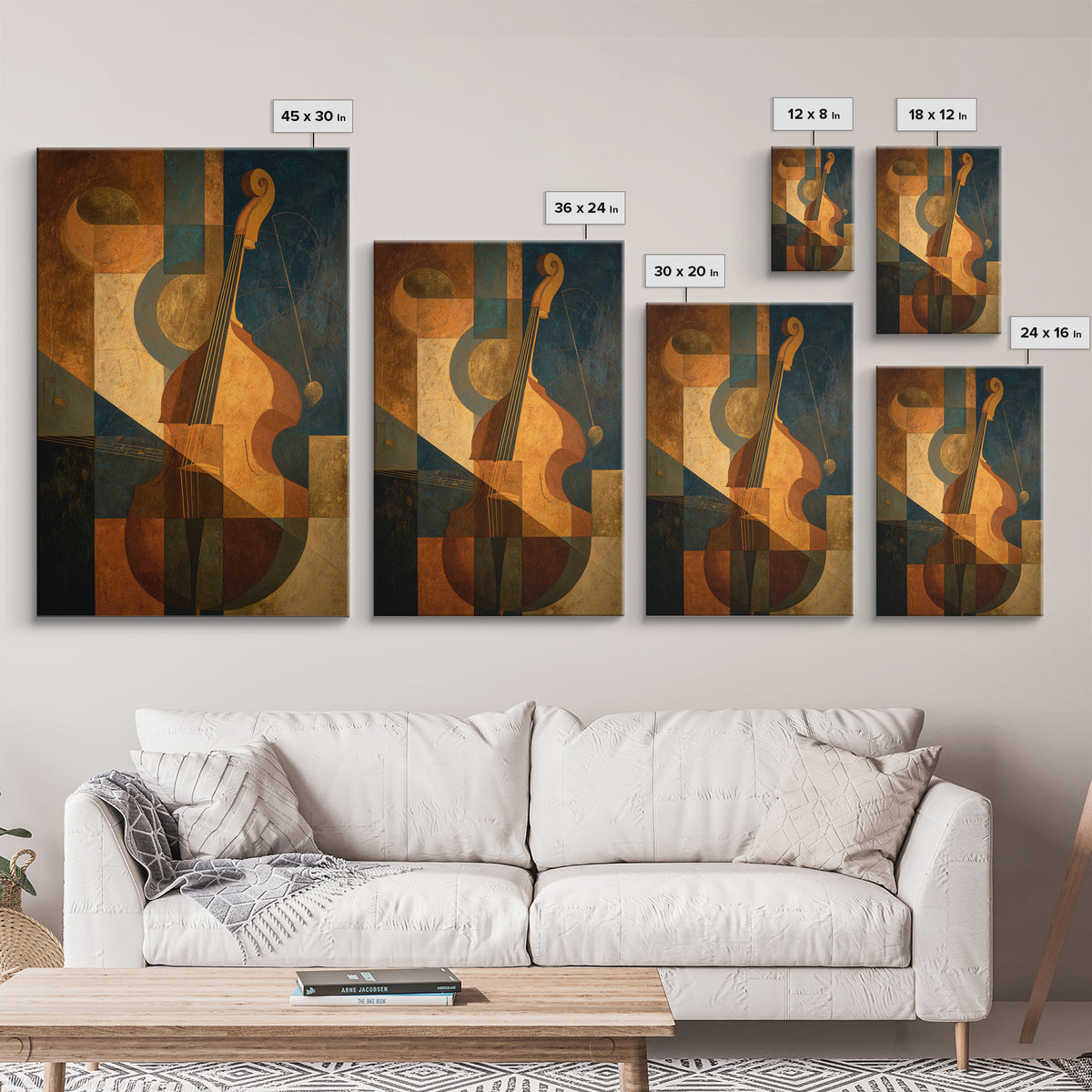 Musical Notes as Abstract Floating Shapes Without Framed Canvas Print, Music Studio Art, Printable Art, Studio Decor, Rhythm, MSA-2x3-68