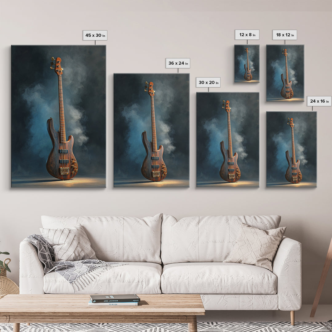 Bass Guitar Closeup Framed Canvas Print, Music Studio Art, Scripture Wall Art, Studio Decor, Fine Art, Rhythm, Travel Wall Art, MSA-2x3-69