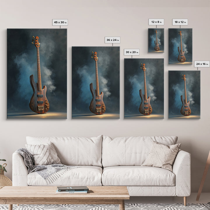Bass Guitar Closeup Framed Canvas Print, Music Studio Art, Scripture Wall Art, Studio Decor, Fine Art, Rhythm, Travel Wall Art, MSA-2x3-69