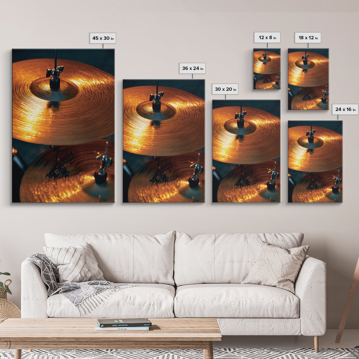 Gold Cymbal Closeup Framed Canvas Print, Music Studio Art, Music Art, Studio Decor, Oil Painting, Rhythm, Modern Decor, MSA-2x3-8