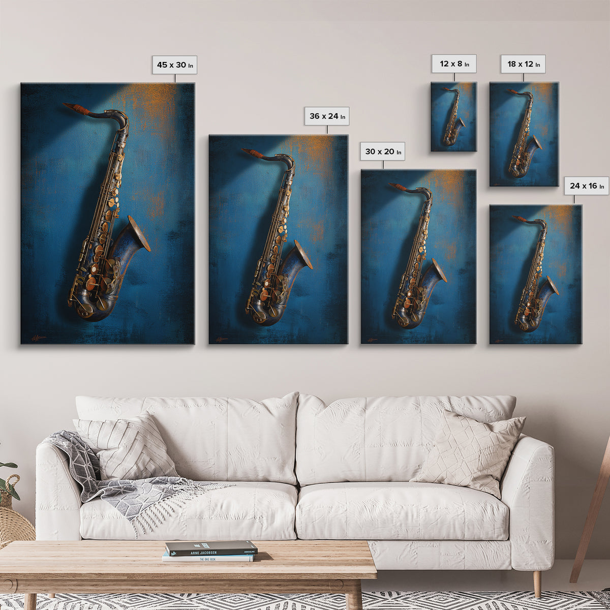 Jazz Saxophone with Smoky Blue Background Canvas Print, Music Studio Art, Metal Wall Art, Studio Decor, Fine Art, Rhythm, MSA-2x3-82