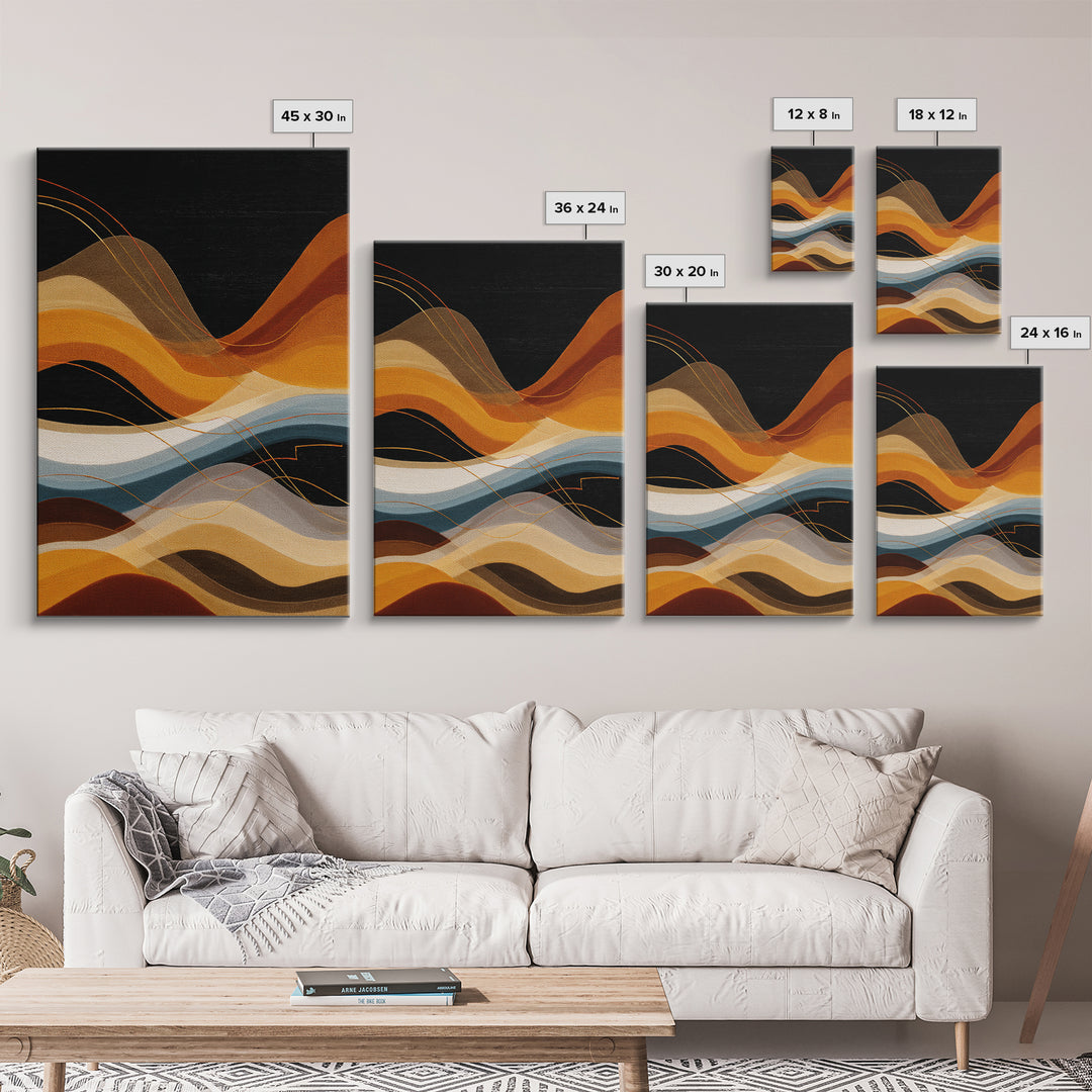 Abstract Sound Wave Framed Canvas Print, Music Studio Art, Travel Wall Art, Studio Decor, Abstract Art, Rhythm, Boho Decor, MSA-2x3-84