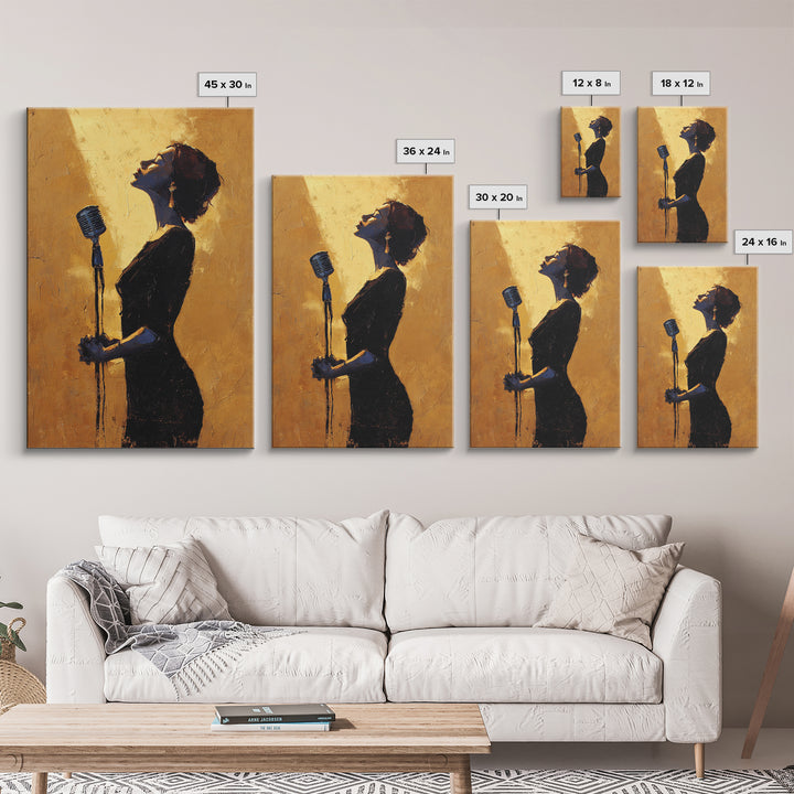 Microphone Portrait with Golden Spotlight Framed Canvas Print, Music Studio Art, Digital Download Art, Studio Decor, Rhythm, MSA-2x3-87