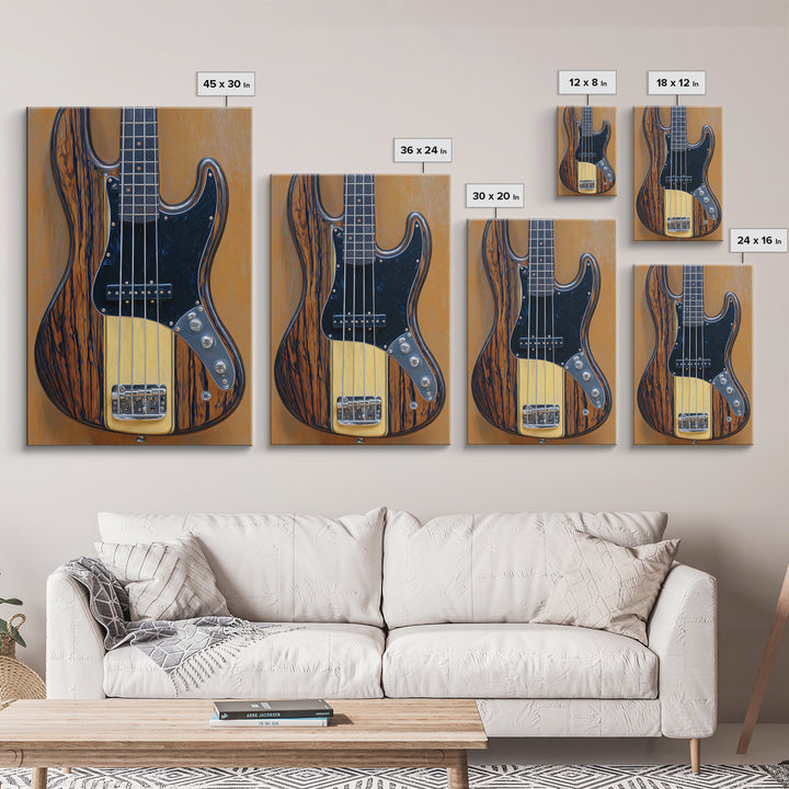 Bass Guitar Closeup Framed Canvas Print, Music Studio Art, Scripture Wall Art, Studio Decor, Fine Art, Rhythm, Travel Wall Art, MSA-2x3-93
