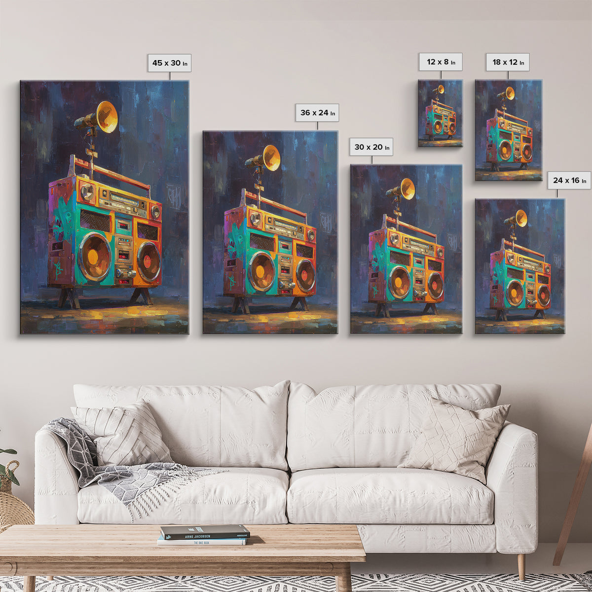 Hip Hop Boombox Framed Canvas Print, Music Studio Art, Music Poster, Studio Decor, Fine Art, Rhythm, Personalized Art, MSA-2x3-97