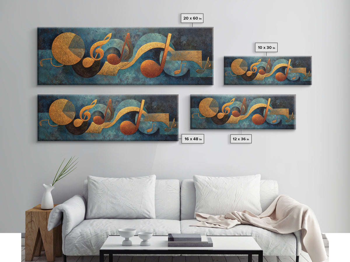 Musical Notes as Abstract Floating Shapes Without Canvas Print, Music Studio Art, Music Lover Gift, Studio Decor, Rhythm, MSA-3x1-28