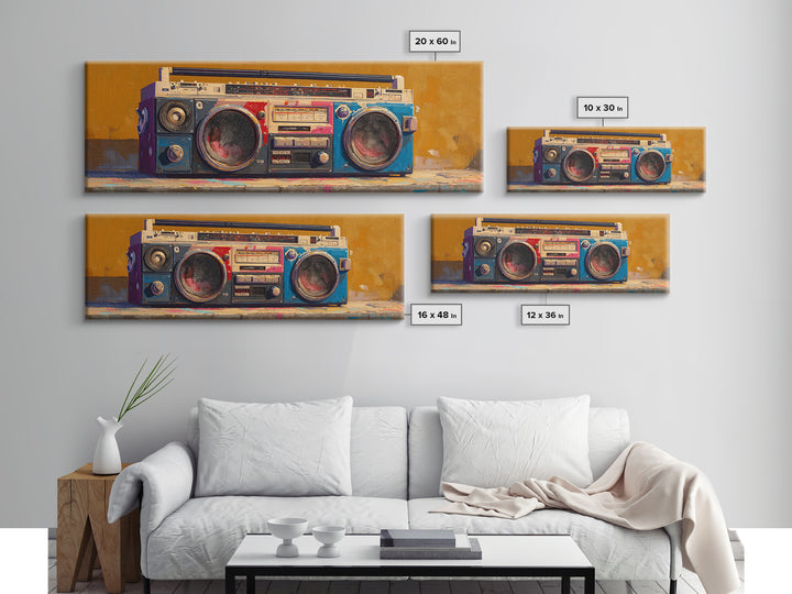 Hip Hop Boombox Canvas Print, Music Studio Art, Digital Download Art, Studio Decor, Fine Art, Rhythm, Music Lover Gift, MSA-3x1-33