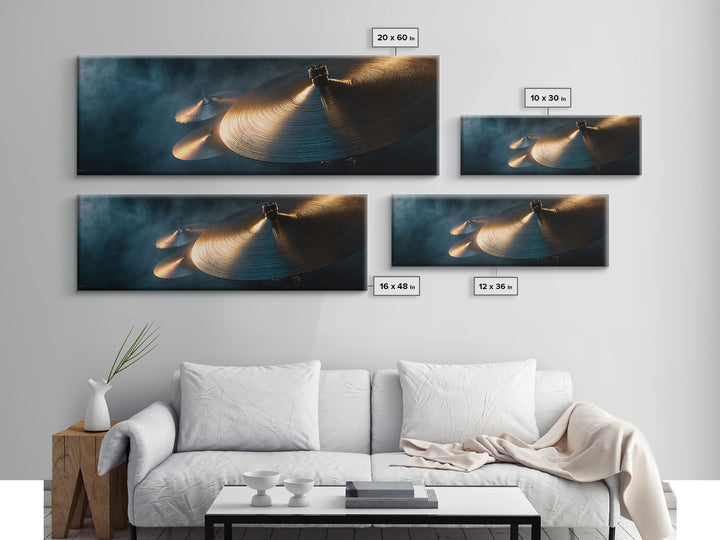 Gold Cymbal Closeup Canvas Print, Music Studio Art, Gallery Decor, Studio Decor, Fine Art, Rhythm, Contemporary Art, Wall Art, MSA-3x1-40