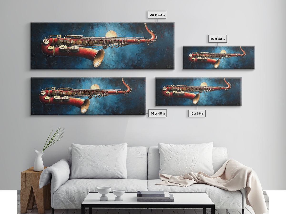 Jazz Saxophone with Smoky Blue Background Canvas Print, Music Studio Art, Wall Art Printable, Studio Decor, Fine Art, Rhythm, MSA-3x1-42