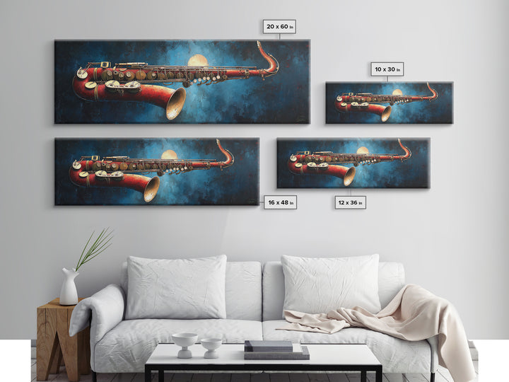 Jazz Saxophone with Smoky Blue Background Canvas Print, Music Studio Art, Wall Art Printable, Studio Decor, Fine Art, Rhythm, MSA-3x1-42