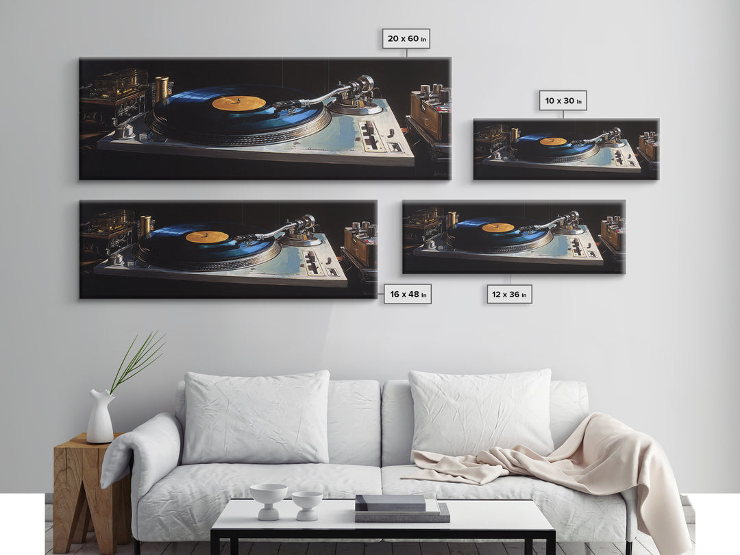Vinyl Record and Turntable Still Life Canvas Print, Music Studio Art, Wall Decor, Studio Decor, Rhythm, Wall Art Printable, MSA-3x1-43
