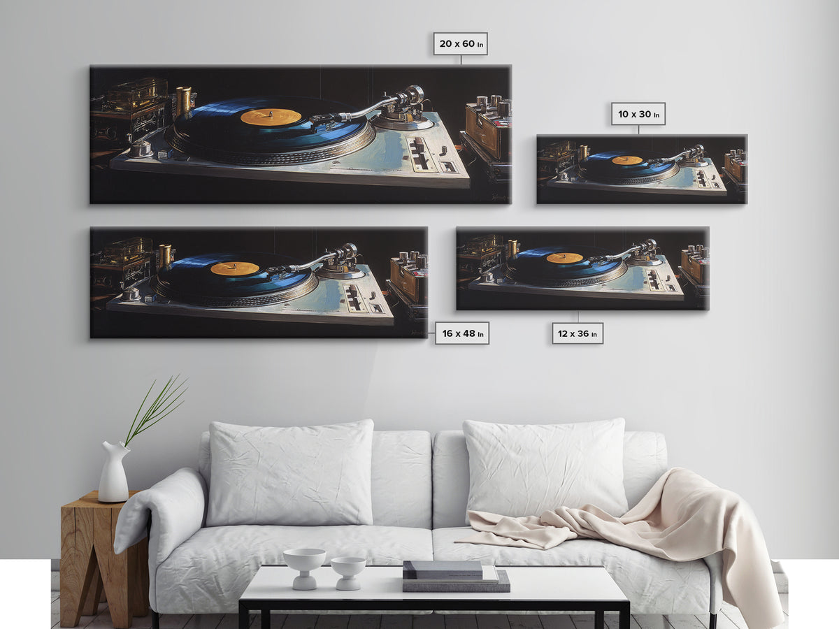 Vinyl Record and Turntable Still Life Canvas Print, Music Studio Art, Wall Decor, Studio Decor, Rhythm, Wall Art Printable, MSA-3x1-43
