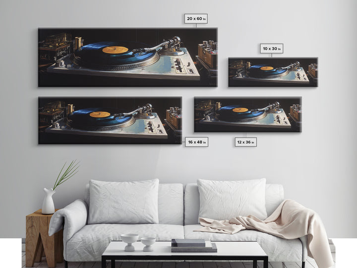 Vinyl Record and Turntable Still Life Canvas Print, Music Studio Art, Wall Decor, Studio Decor, Rhythm, Wall Art Printable, MSA-3x1-43