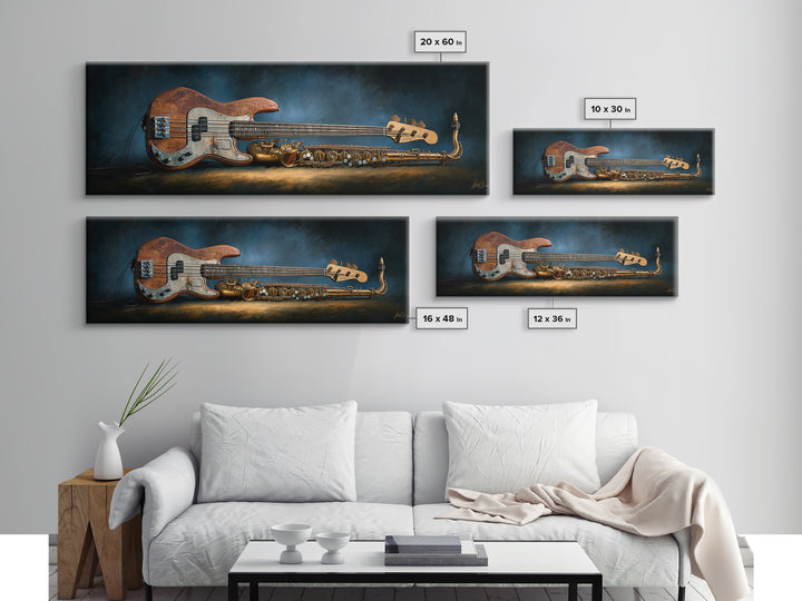 Bass Guitar Closeup Framed Canvas Print, Music Studio Art, Music Art, Studio Decor, Rhythm, Modern Decor, Fine Art Print, MSA-3x1-53