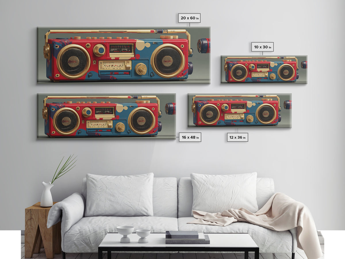 Hip Hop Boombox Framed Canvas Print, Music Studio Art, Man Cave Decor, Studio Decor, Fine Art, Rhythm, Fine Art Print, MSA-3x1-57