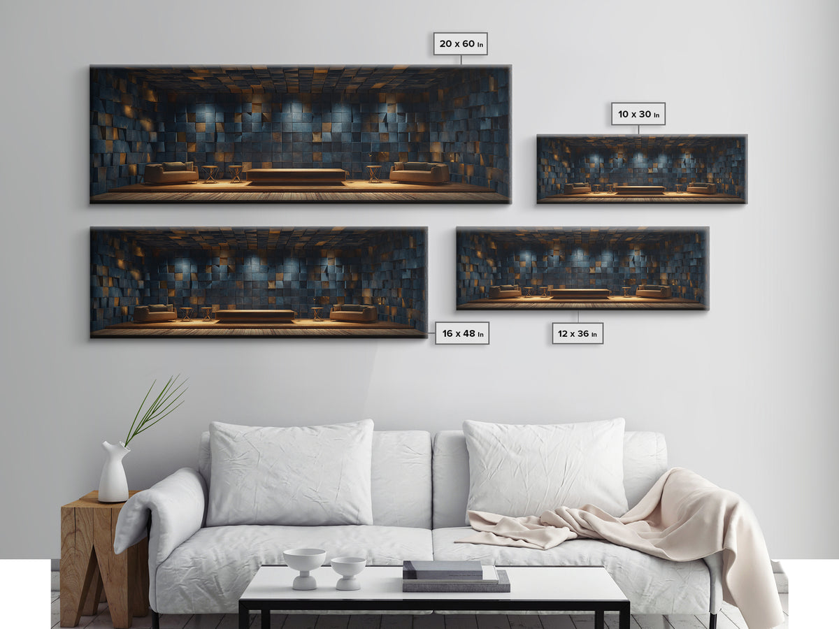 Soundproof Foam Pattern Transformed into Art Framed Canvas Print, Music Studio Art, Wall Art, Studio Decor, Fine Art, Rhythm, MSA-3x1-59