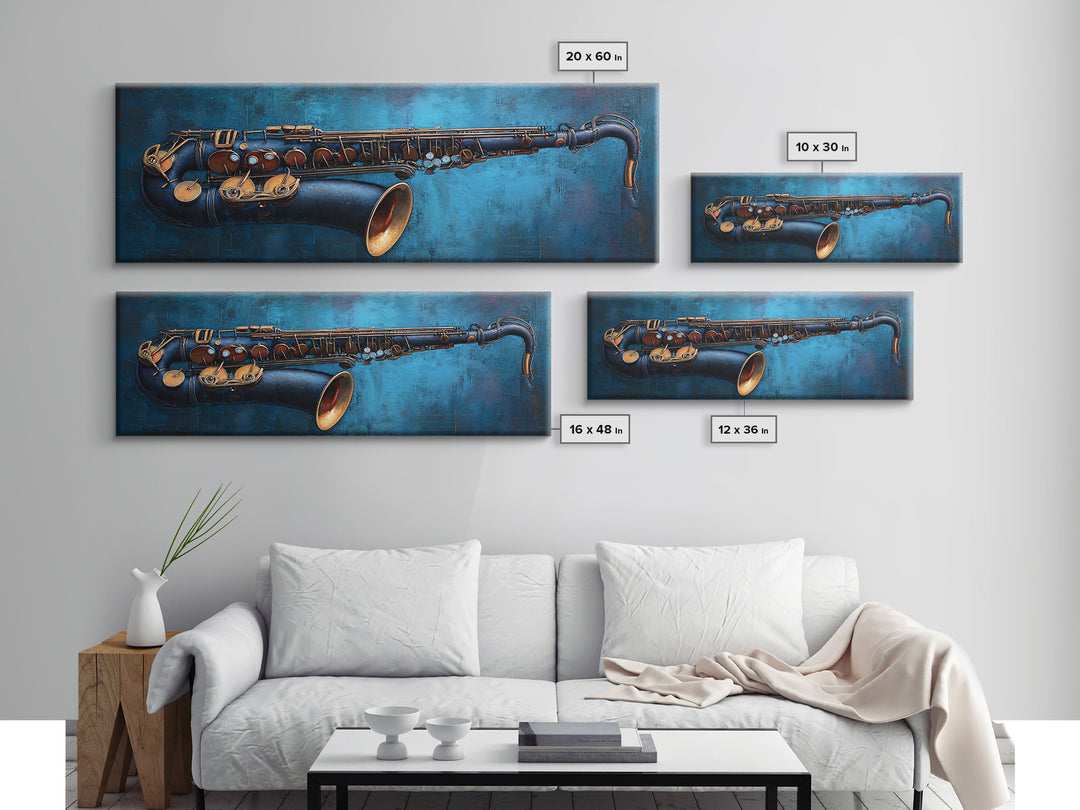 Jazz Saxophone with Smoky Blue Background Canvas Print, Music Studio Art, Wall Art Printable, Studio Decor, Fine Art, Rhythm, MSA-3x1-66