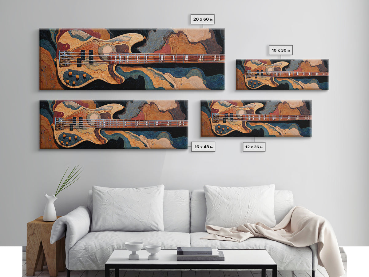 Bass Guitar Closeup Framed Canvas Print, Music Studio Art, Music Art, Studio Decor, Rhythm, Modern Decor, Fine Art Print, MSA-3x1-77