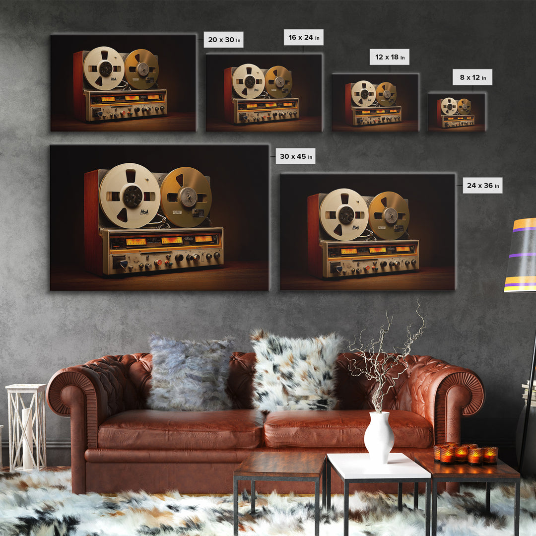 Recording Tape Reel Framed Canvas Print, Music Studio Art, Printable Art, Studio Decor, Rhythm, Music Art, Man Cave Decor, MSA-3x2-18
