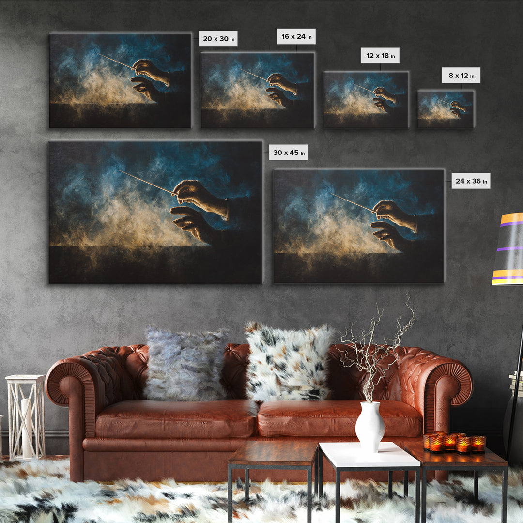 Orchestra Conductor Hands Framed Canvas Print, Music Studio Art, Digital Download Art, Studio Decor, Fine Art, Rhythm, MSA-3x2-24