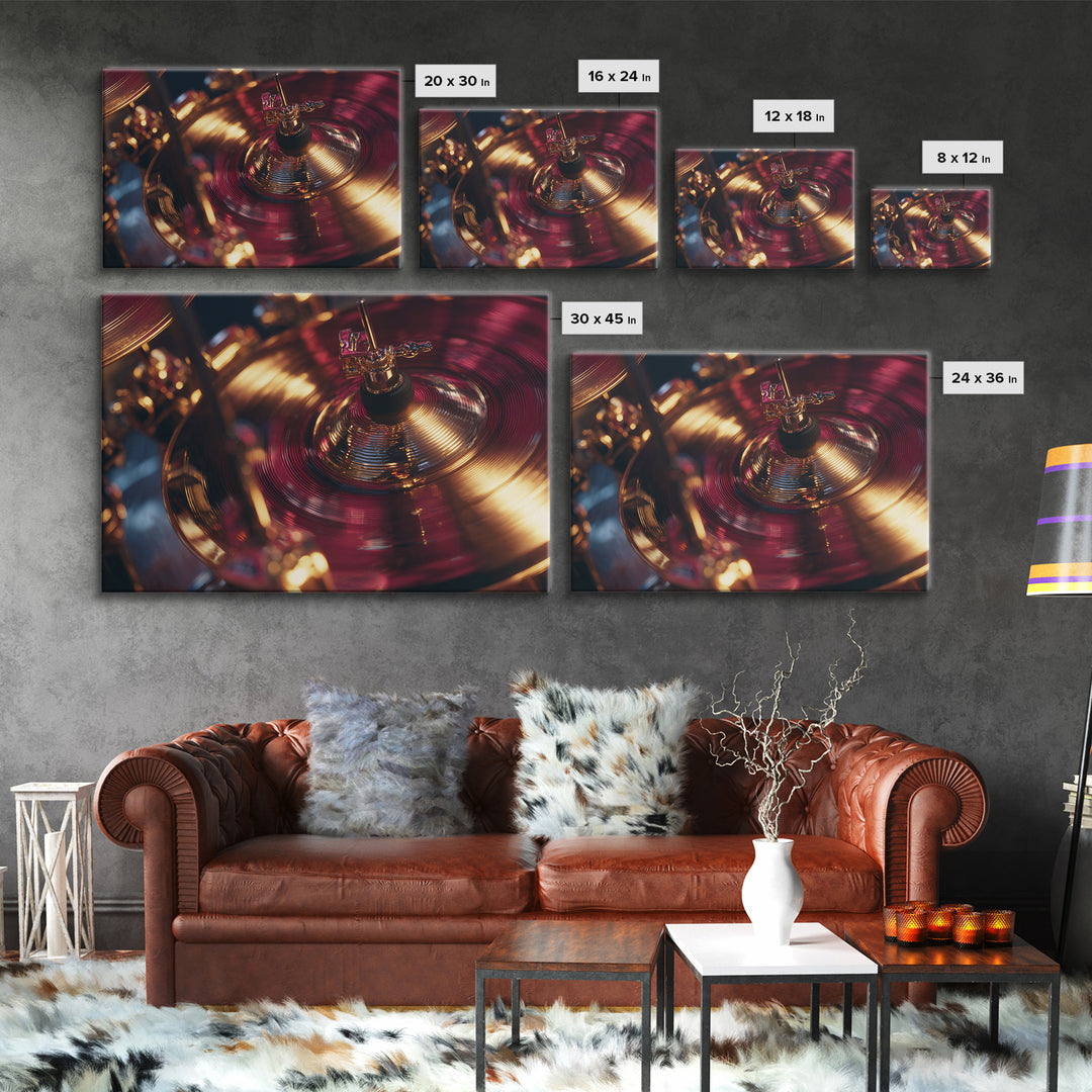 Gold Cymbal Closeup Canvas Print, Music Studio Art, Metal Wall Art, Studio Decor, Oil Painting, Rhythm, Music Posters, MSA-3x2-4