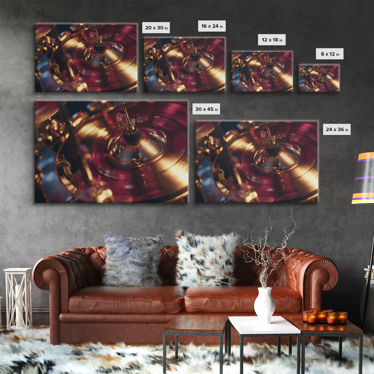 Gold Cymbal Closeup Canvas Print, Music Studio Art, Metal Wall Art, Studio Decor, Oil Painting, Rhythm, Music Posters, MSA-3x2-4