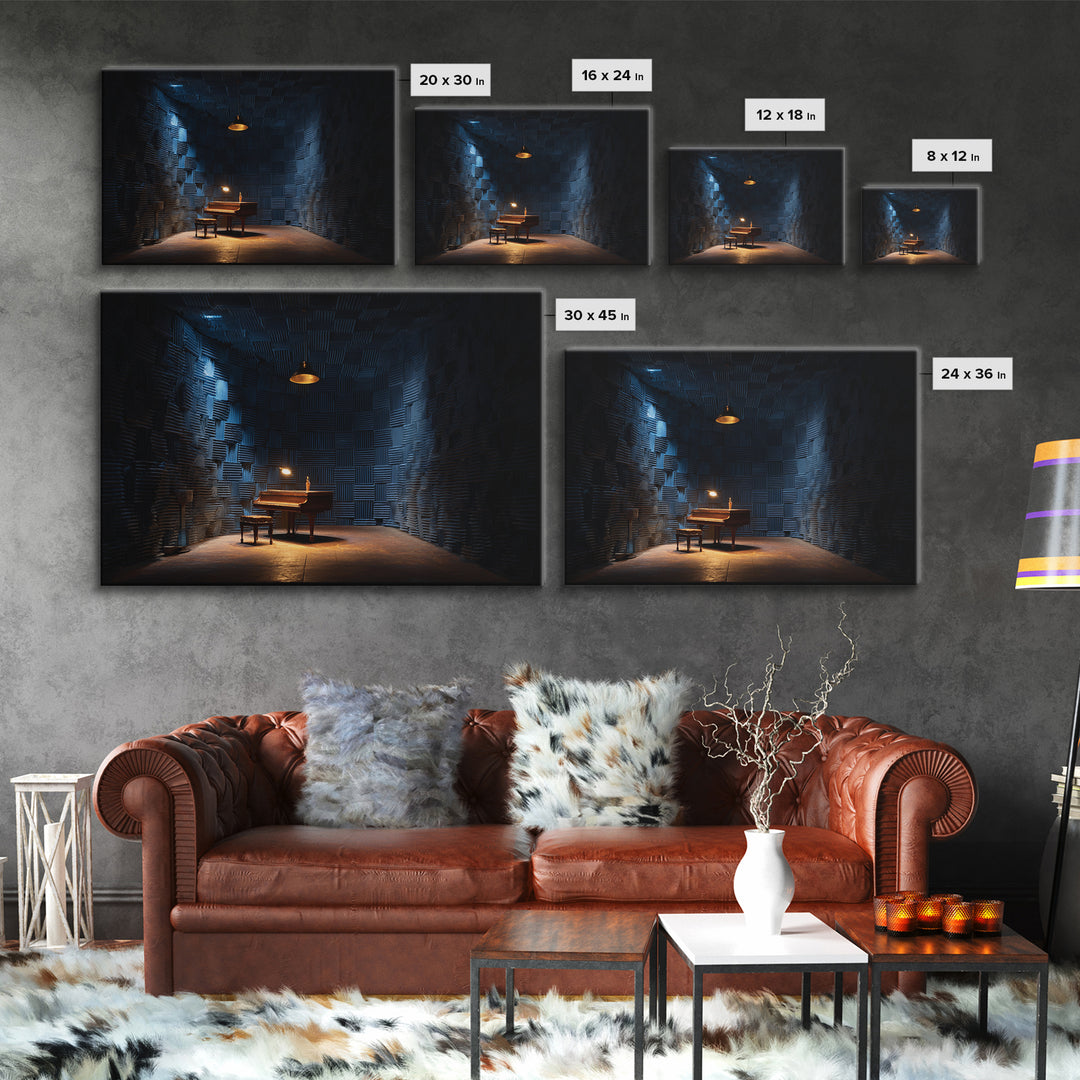 Soundproof Foam Pattern Transformed into Art Framed Canvas Print, Music Studio Art, Room Decor, Studio Decor, Oil Painting, MSA-3x2-47